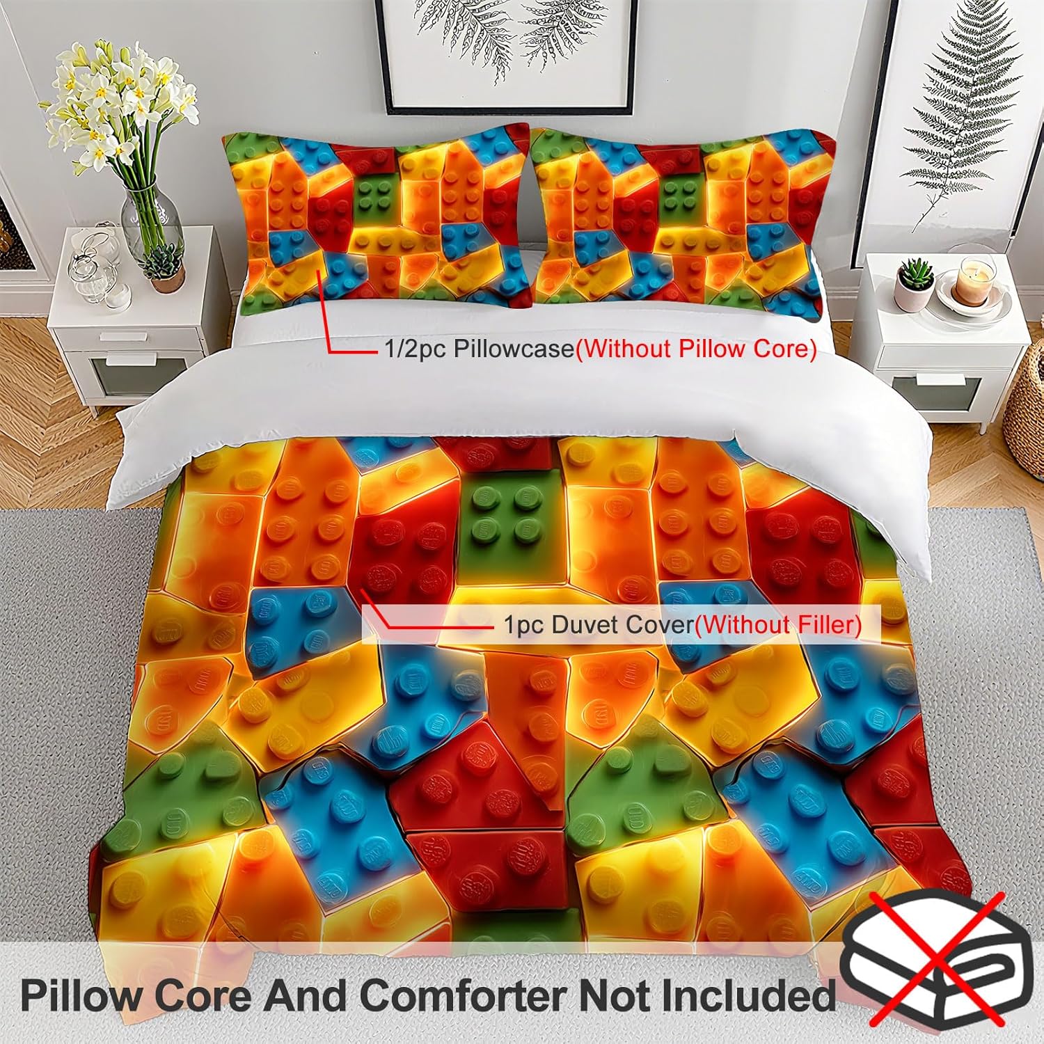 Autism Puzzle Bedding Set 3 Pieces Soft Comforter Cover Twin Size with 2 Pillowcases 1 Duvet Cover for Men Women Bedroom